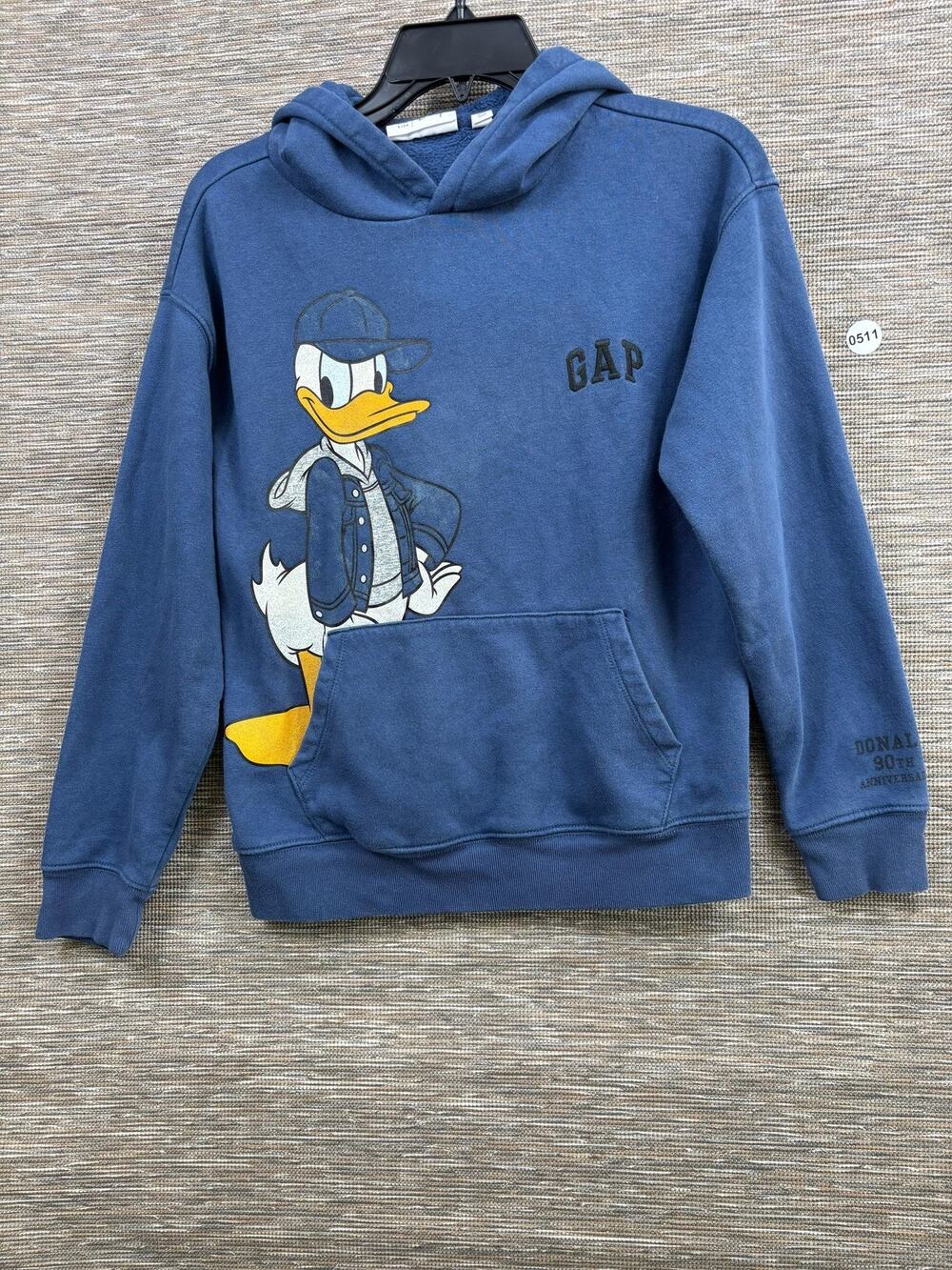 Gap Hoodie Unisex Kids XL 12 Blue Donald Duck Graphic Fleece Pullover Sweatshirt